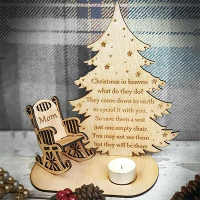 CHRISTMAS IN HEAVEN WITH CHAIR - PERSONALIZED MEMORIAL CANDLE HOLDER