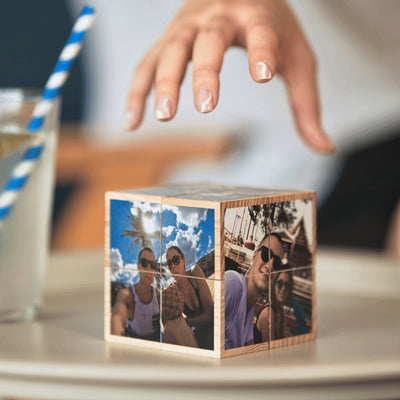 Personalized Wood photo cube - Valentine's Gift