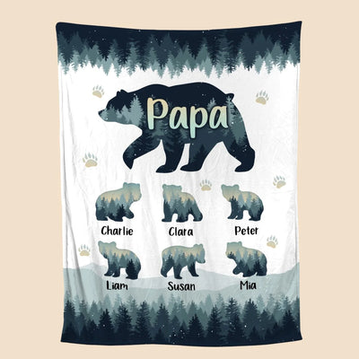 Papa Bear - Personalized Blanket - Best Gift For Father