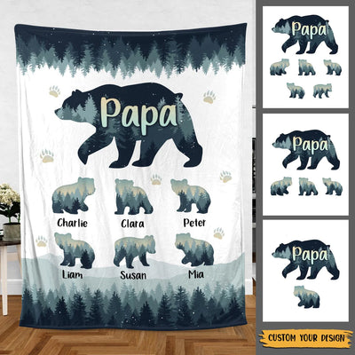 Papa Bear - Personalized Blanket - Best Gift For Father