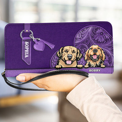 Heart Shape Colorful Dog Personalized Clutch Purse, Mother’s Day Gift for Dog Lovers, Dog Dad, Dog Mom - PU084PS02