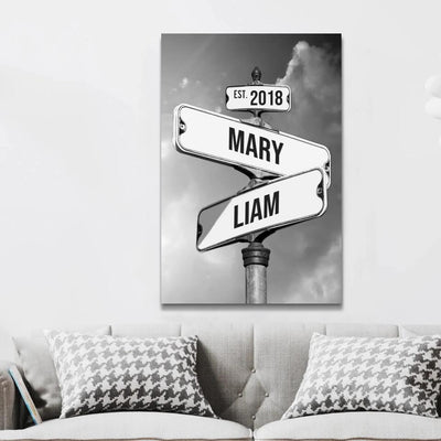 Personalized Canvas "Vintage Street Sign for couples"